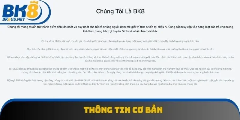 Quá trình hình thành BK8