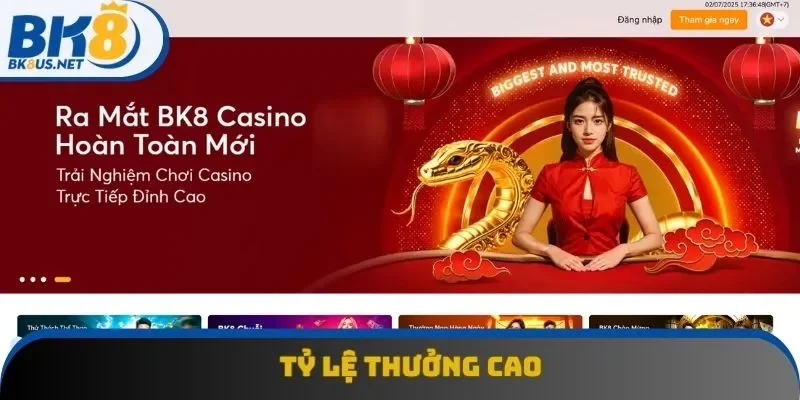 Tỷ lệ trả thưởng cực cao