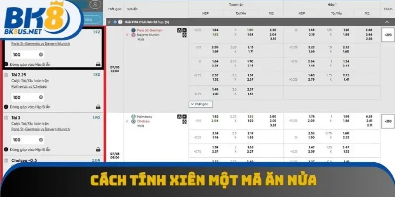 Trường hợp giả định vé kết hợp có một mã ăn nửa